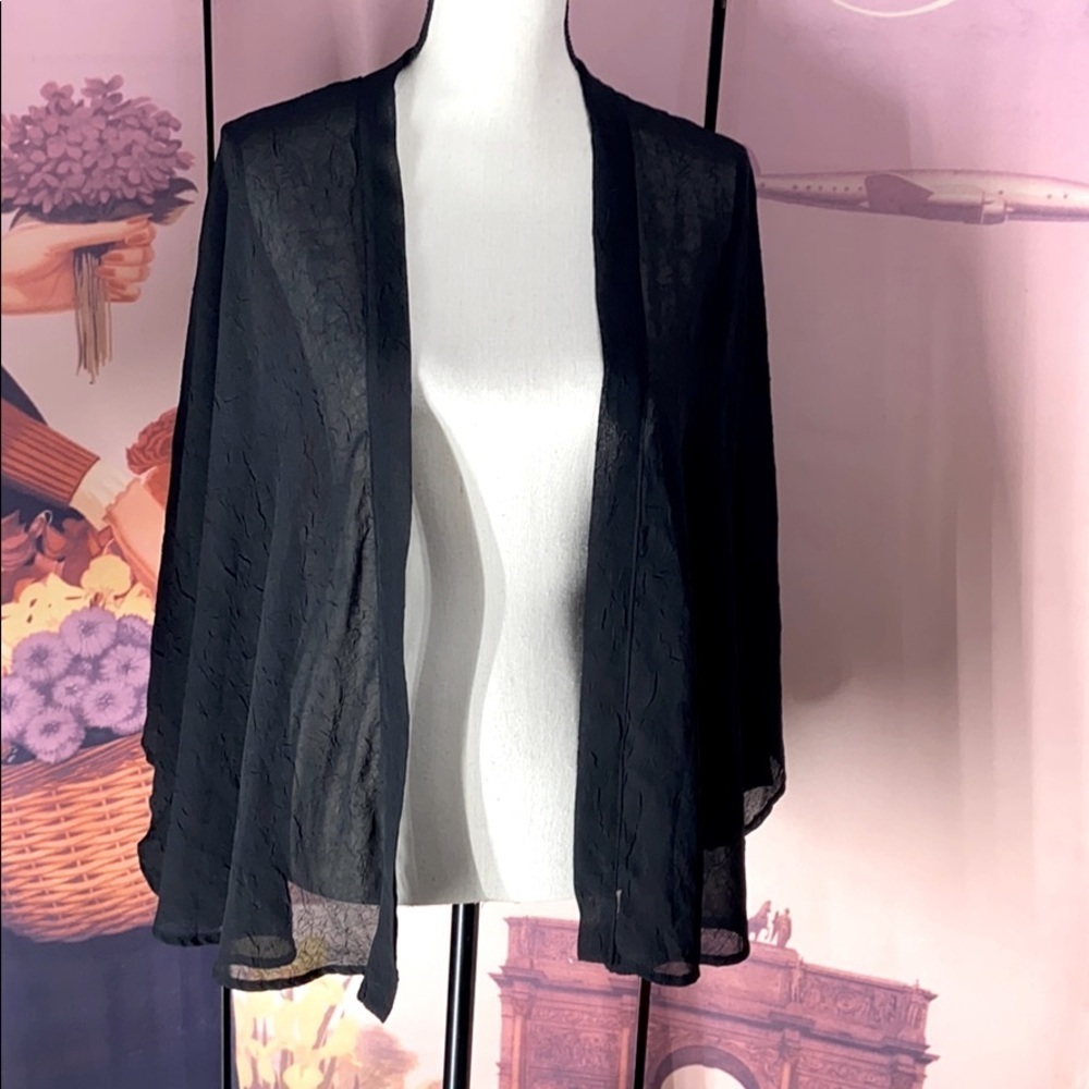 Sheer all black shawl with crinkle design​​
